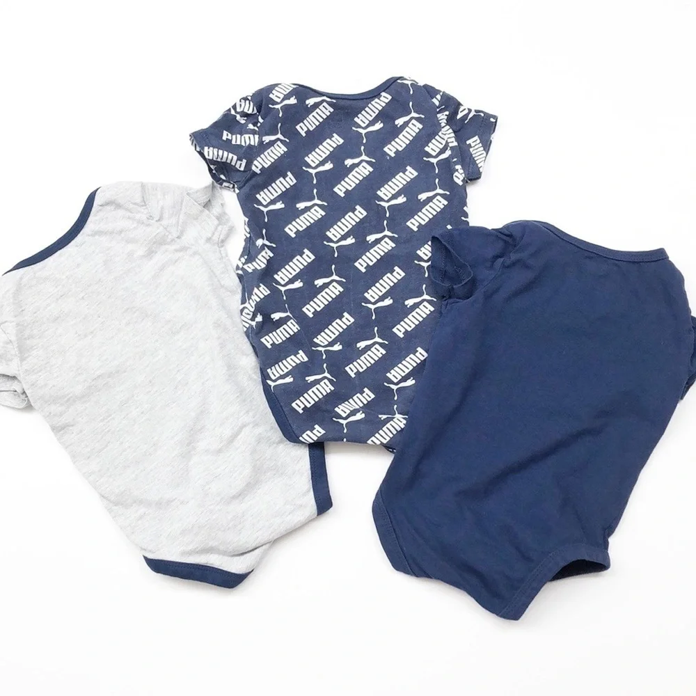 Puma logo 3 pack baby bodysuits